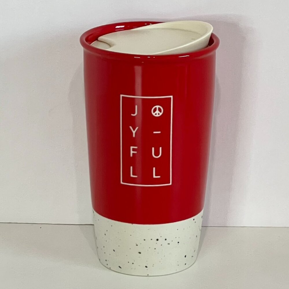 Starbucks Holiday 2017 JOYFULL Double-Walled Ceramic Coffee Tumbler 12oz Red